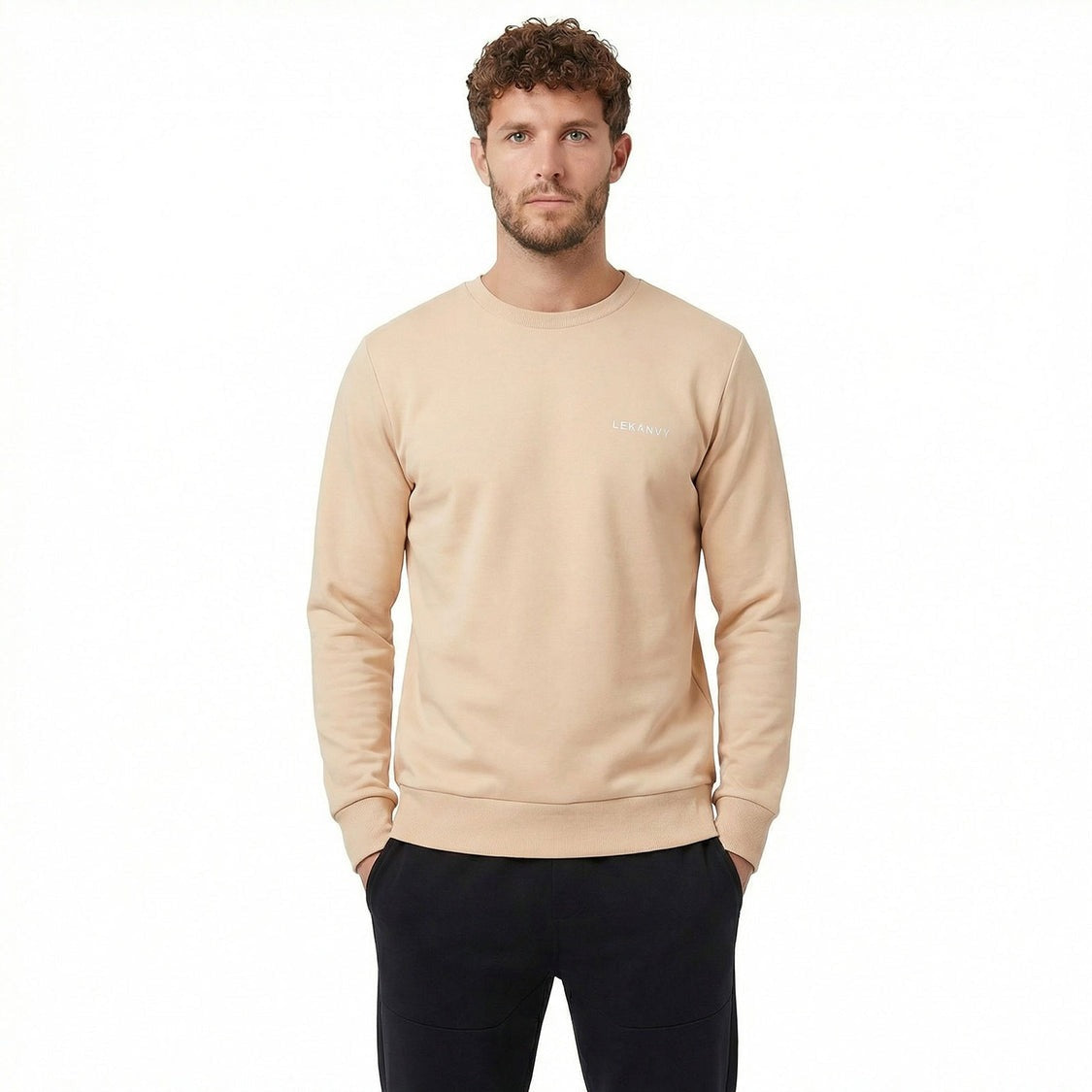 LeKanvy Versatile Pastel Cream Crew Neck