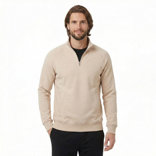 LeKanvy Cream Quarter Zip Fleece Jumper
