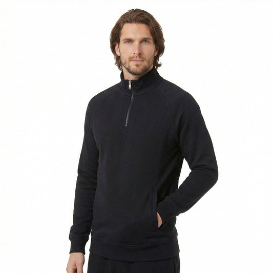 LeKanvy Navy Quarter Zip Fleece Jumper