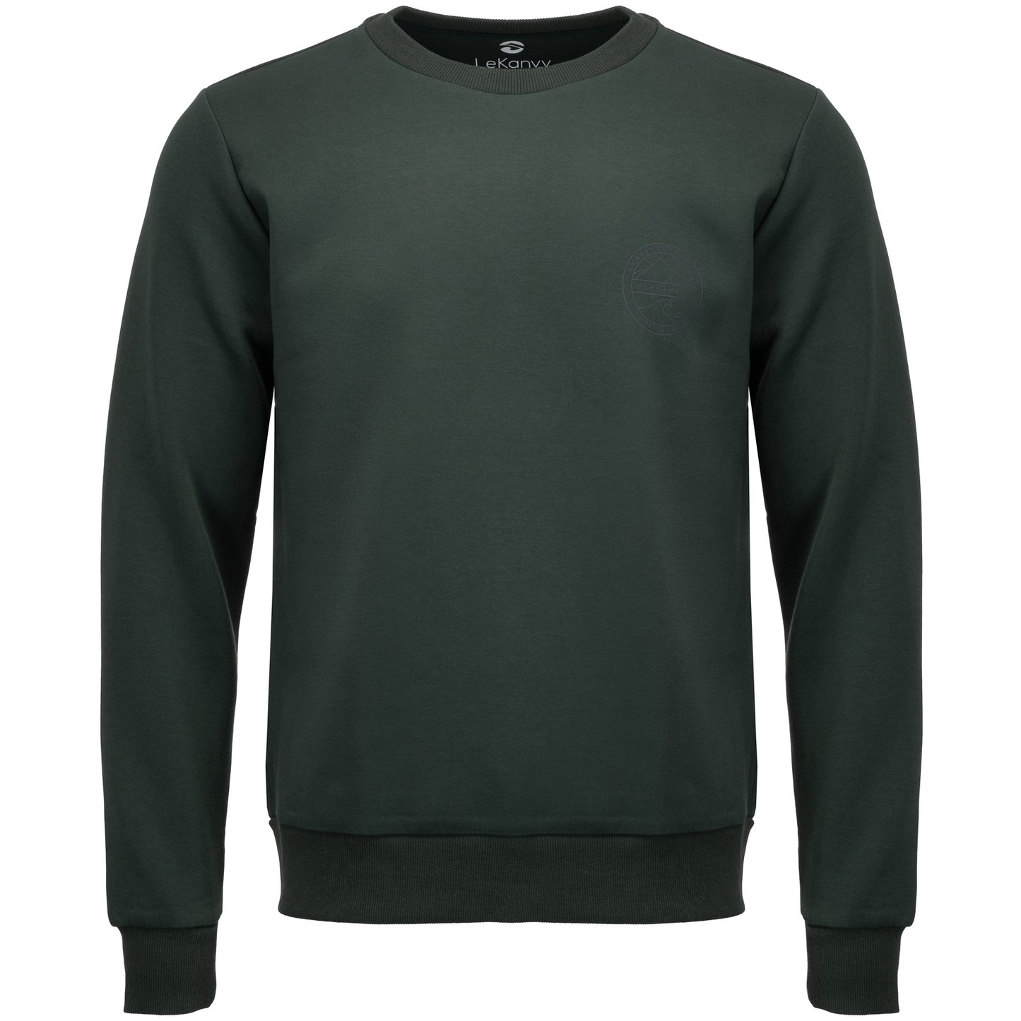 LeKanvy Versatile Pine Green Unisex Crew Neck