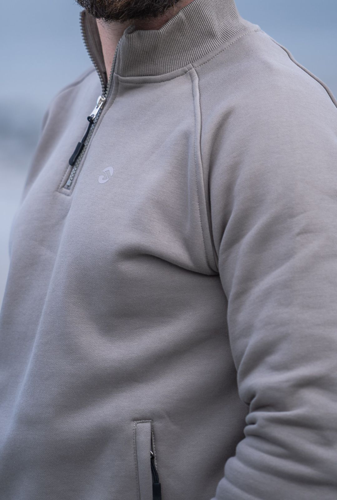 LeKanvy Stone Grey Quarter Zip Fleece Jumper