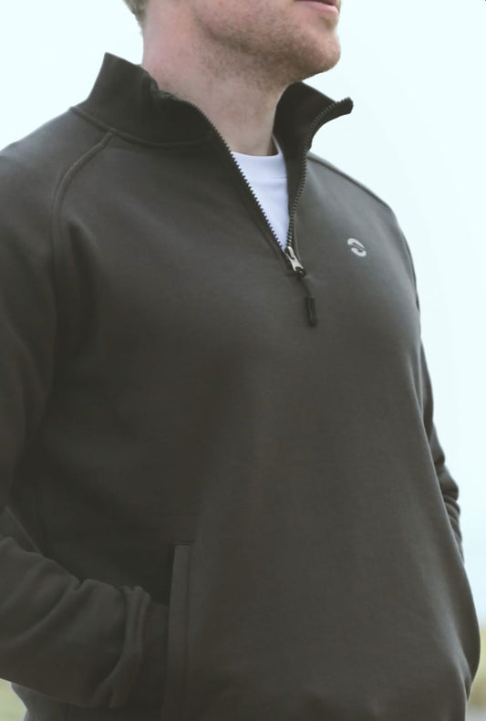 LeKanvy Graphite Quarter Zip Fleece Jumper