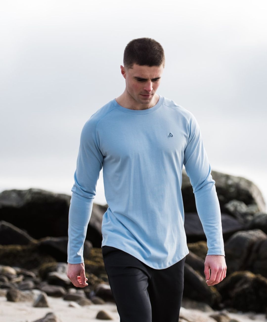 mens baby blue long sleeve top