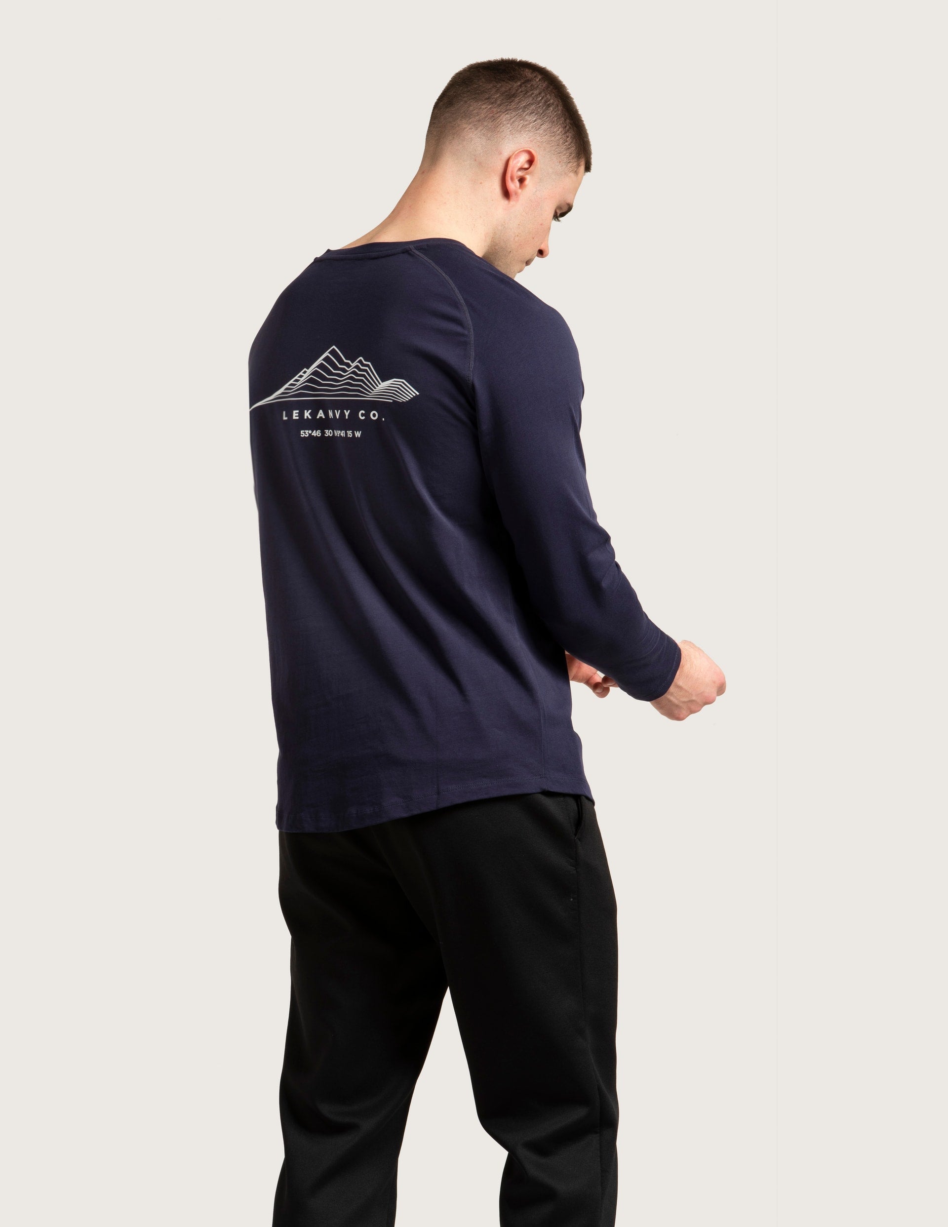 Mens navy graphic long sleeve top