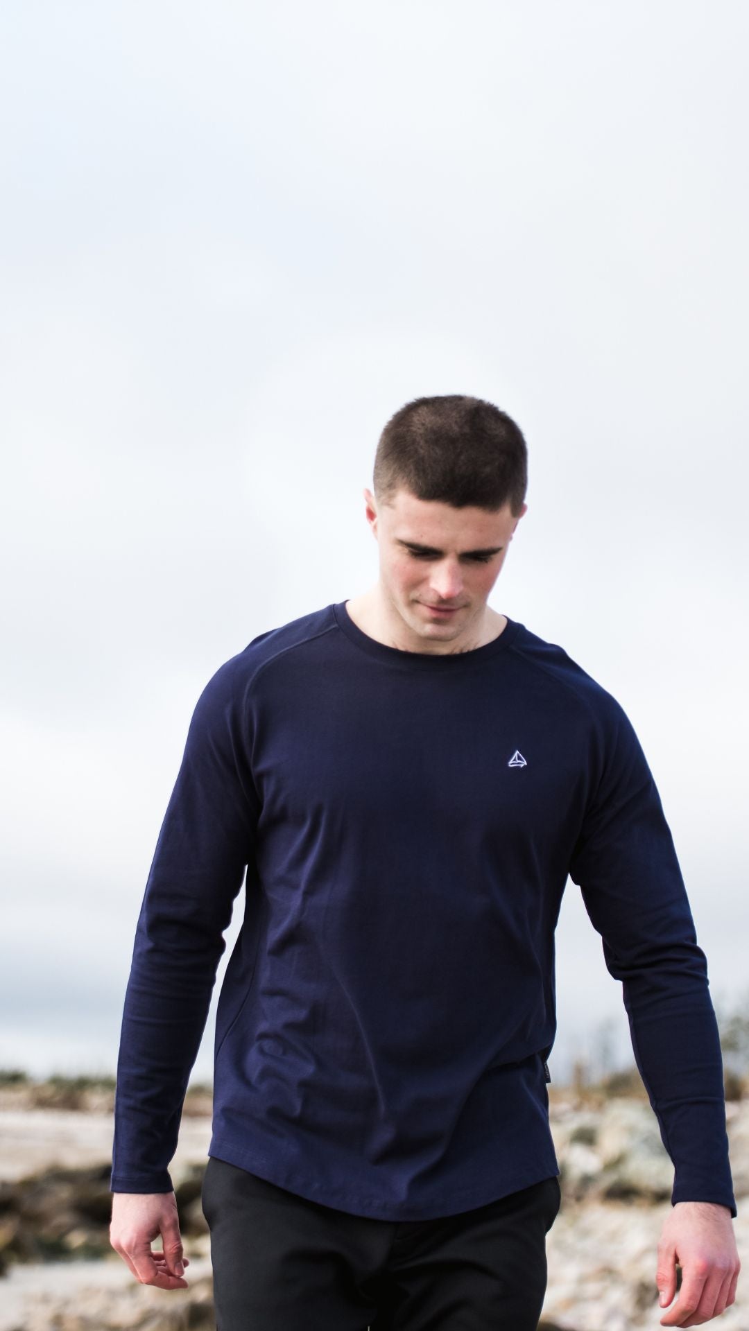 Mens navy long sleeve top