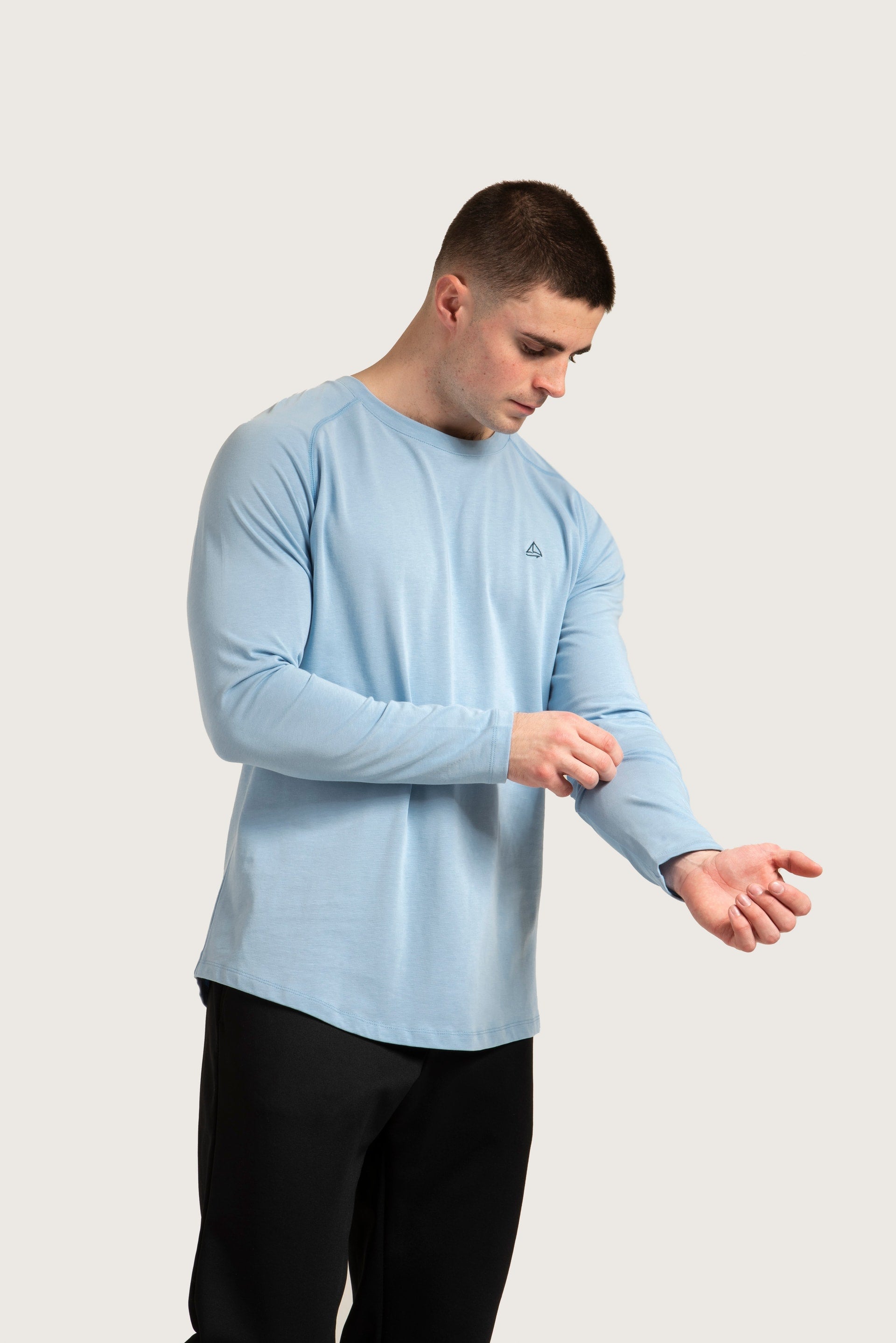 mens baby blue long sleeve top